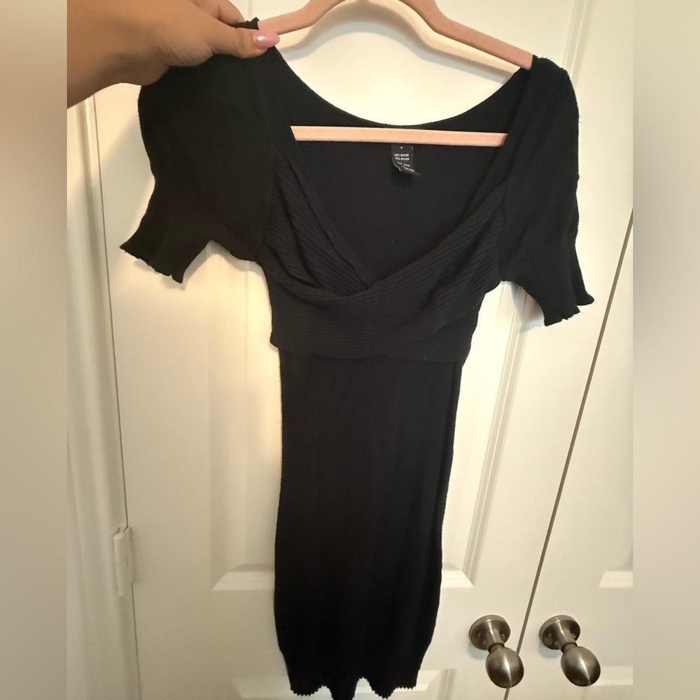 Wet Seal Sweater Bodycon Black Mini Dress
